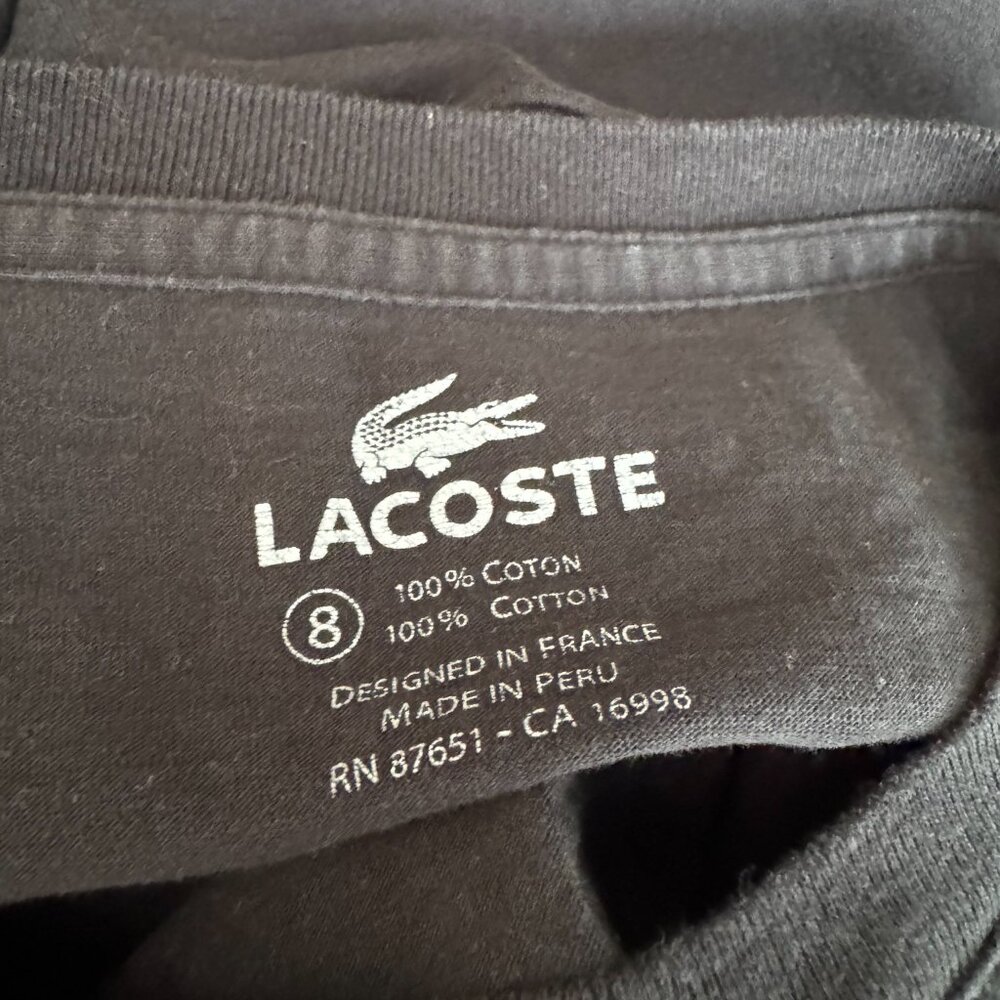 #22 Lacoste Black Crewneck Short Sleeve Tee Size 8 (3XL) - Picture 11 of 11